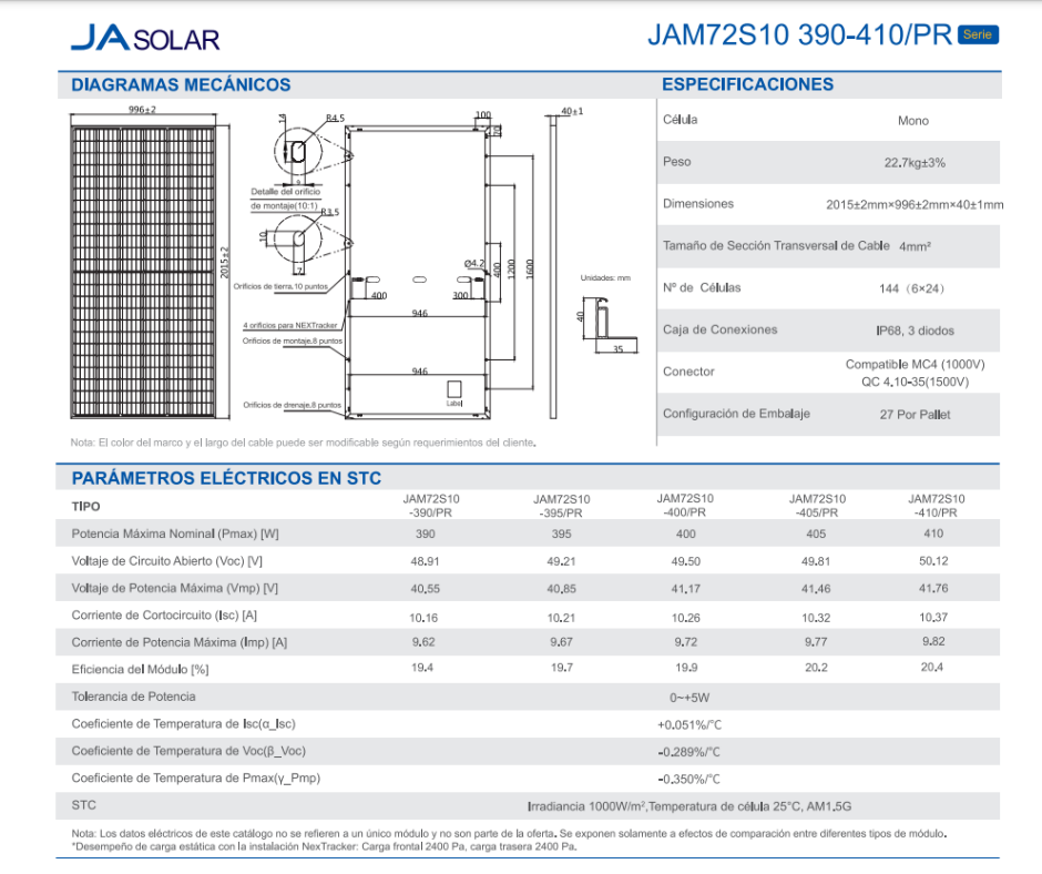 JA Solar 410W Panel Solar - Imagen 2
